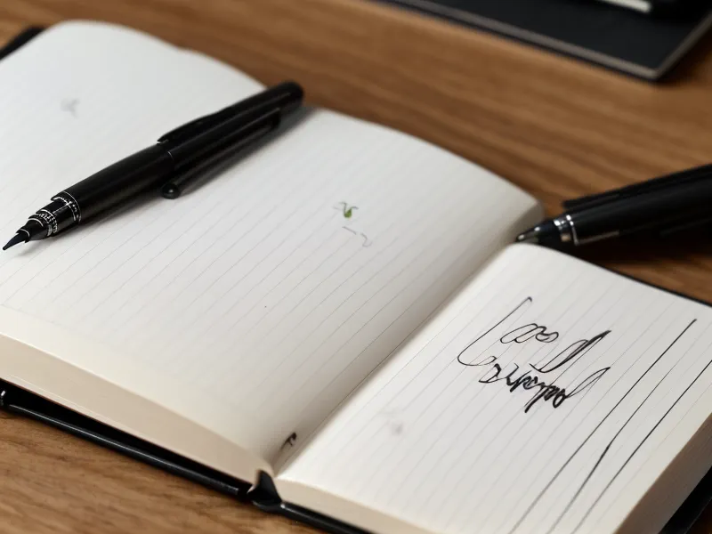Primer plano de una mano escribiendo en un cuaderno A5 bajo luz de lámpara.